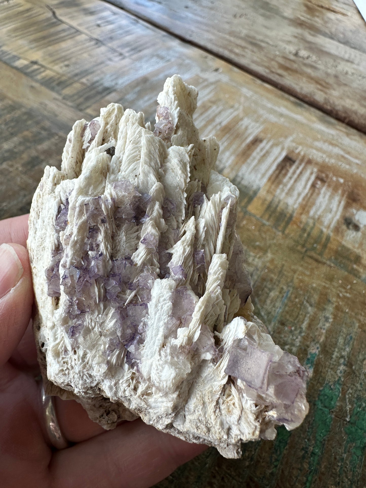 Fluorite on Barite