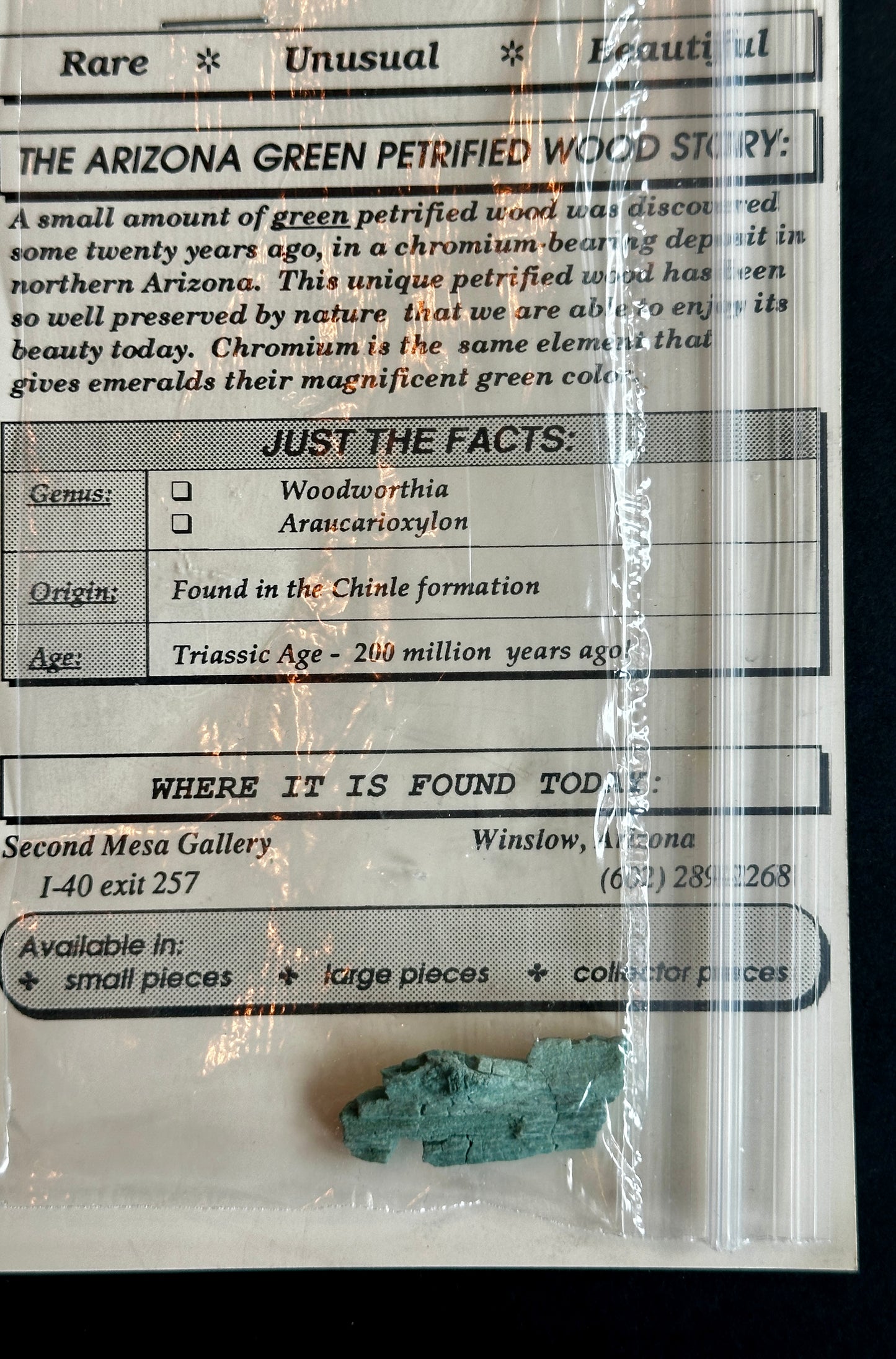 Chromium Petrified Wood